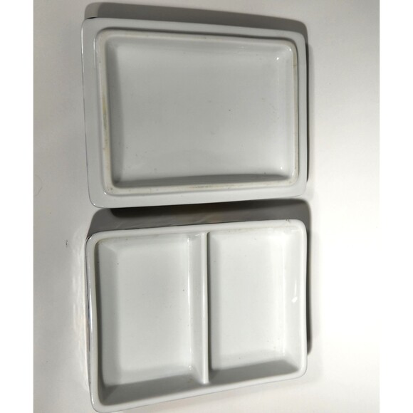 Vintage Porcelain Trinket Box Divided Playing Card Cabbage Rose Japan - Picture 3 of 7